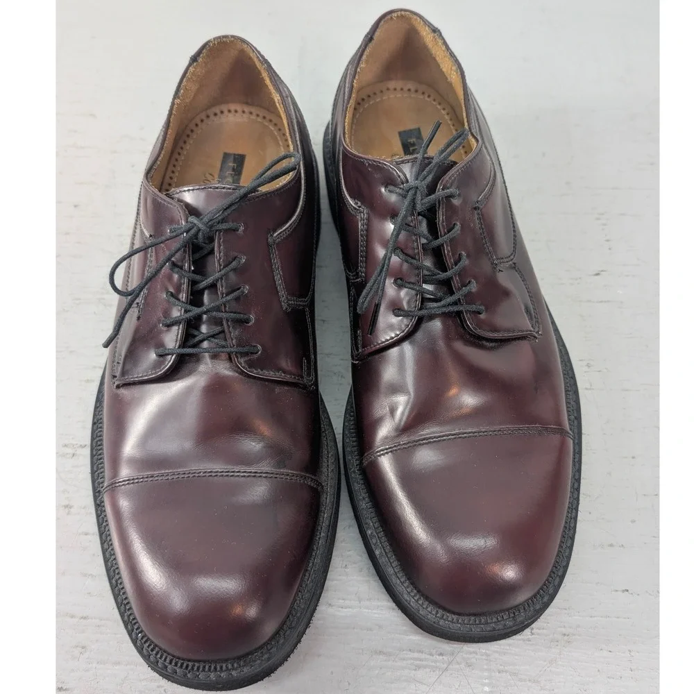 Florsheim Comfortech Oxford Shoes Mens Size 9M Burgundy Leather Cap Toe 30626